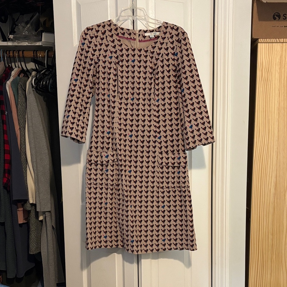 Boden corduroy bird print dress 6L cotton